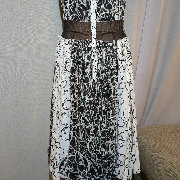 Byron Lars Lace Strapless Dress Black Midi Size 6 White - Picture 4 of 14
